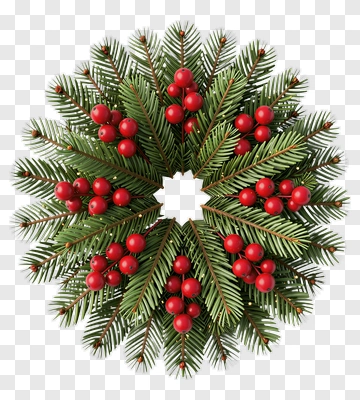 Christmas Wreath With Pine And Berries PNG