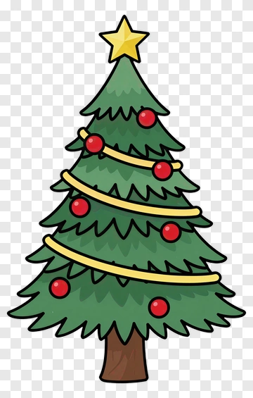 Christmas Tree With Star And Ornaments PNG