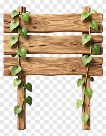 Wooden Sign With Ivy Vine PNG