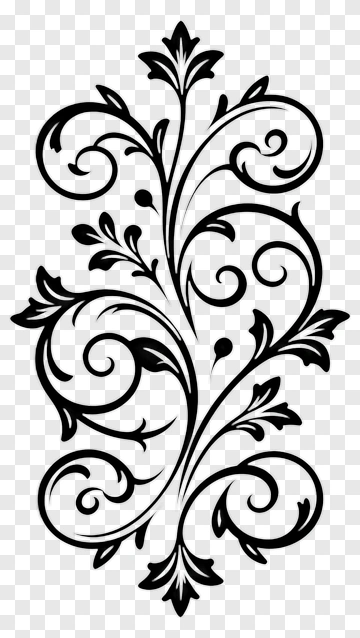 Black Ornamental Vine Design PNG