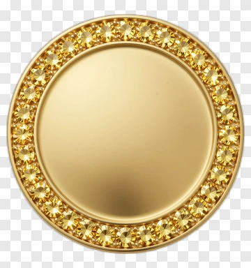 Gold Medallion With Gemstone Border PNG