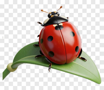Red Ladybug On Green Leaf PNG