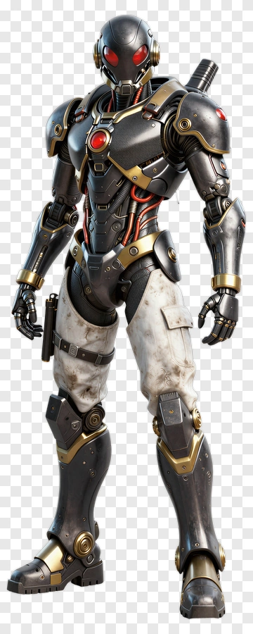 Cybernetic Warrior In Combat Gear PNG