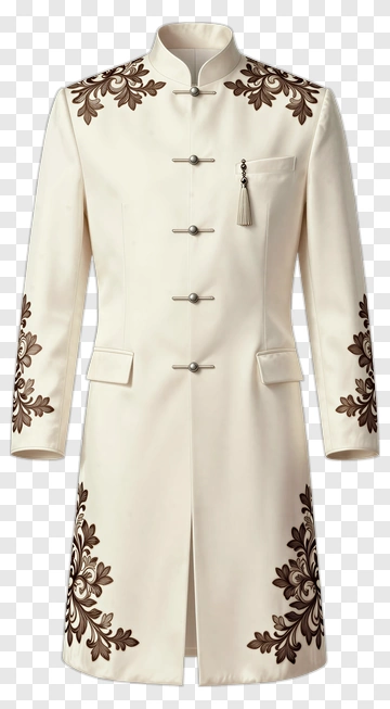 Elegant Traditional Tunic With Brown Embroidery PNG