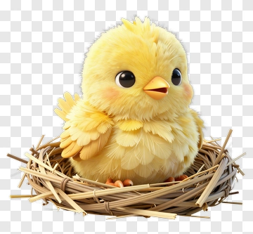 Cute Yellow Chicken In Nest PNG