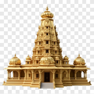 Golden Temple With Spire And Domes PNG