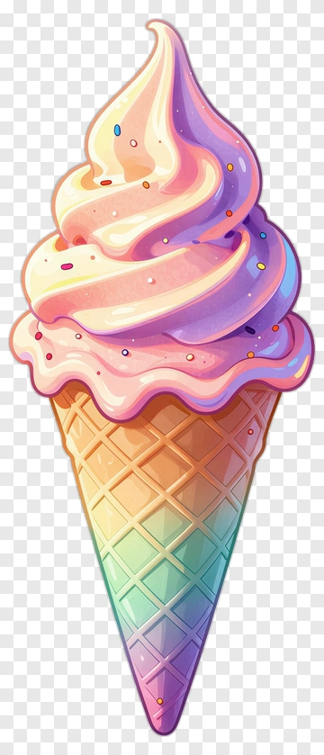 Rainbow Ice Cream Cone PNG