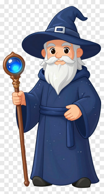Friendly Wizard With Staff PNG