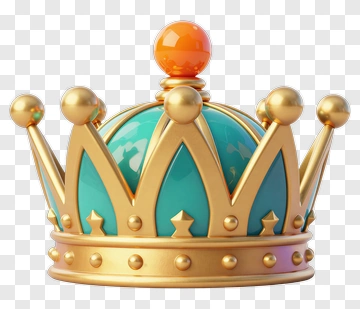 Golden Crown With Teal And Orange Accents PNG