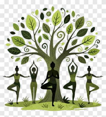 Yoga Practitioners Under A Tree PNG