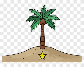 Palm Tree With Star On Sand PNG