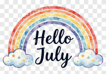 Hello July Rainbow Design PNG