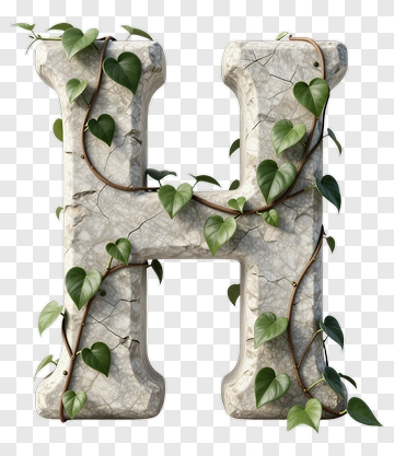 Stone Letter H With Vines PNG
