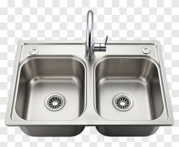 Stainless Steel Double Basin Kitchen Sink PNG