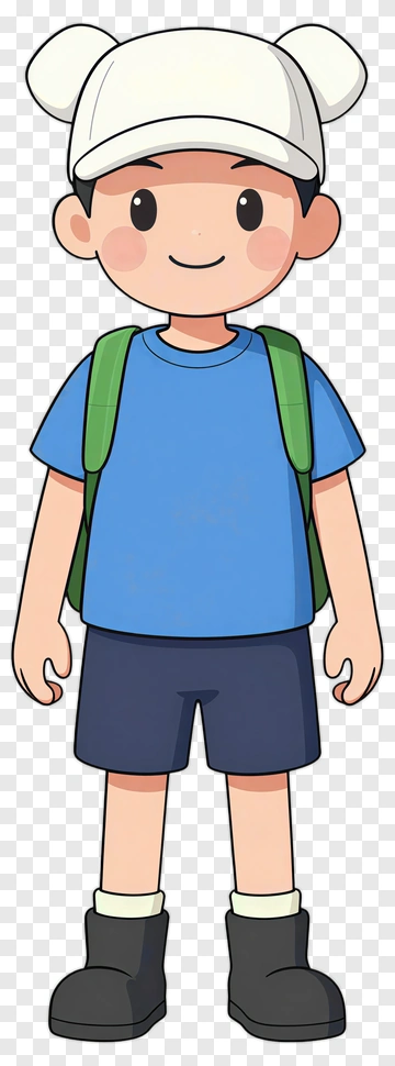 Cartoon Boy With Backpack PNG