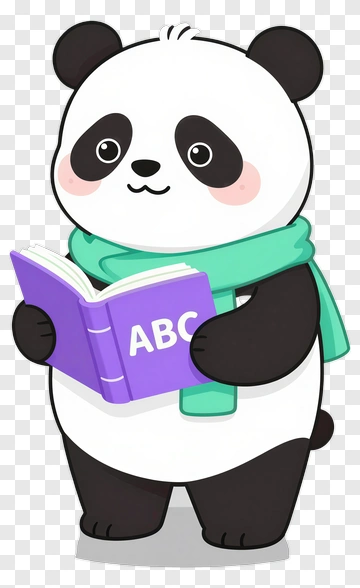 Panda Reading ABC Book PNG