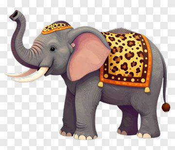 Cartoon Elephant With Leopard Pattern Blanket PNG