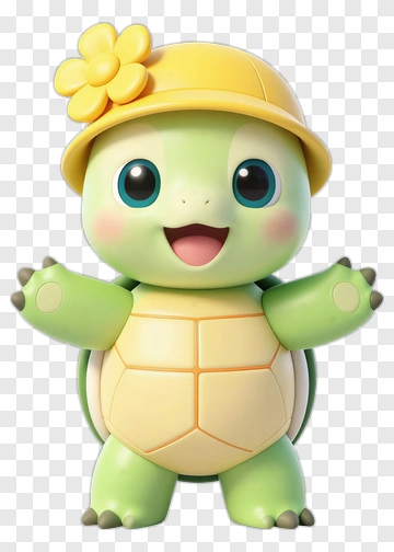 Cute Turtle Character With Hat PNG