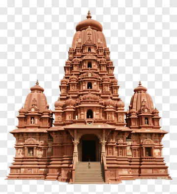 Red Sandstone Temple With Carved Details PNG