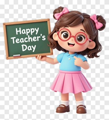 Happy Teacher's Day Child Holding Chalkboard PNG