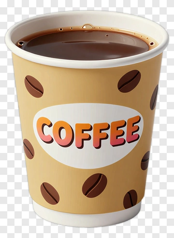 Coffee Cup With Coffee Beans Pattern PNG