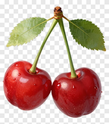 Two Red Cherries With Leaves PNG