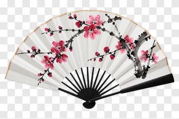 Hand-painted Cherry Blossom Fan PNG