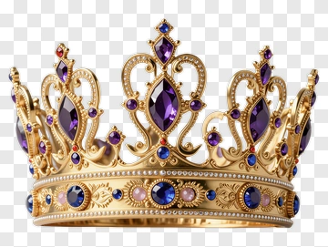 Golden Crown With Purple And Blue Gemstones PNG