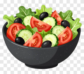 Fresh Salad Bowl With Tomato Cucumber And Olive PNG