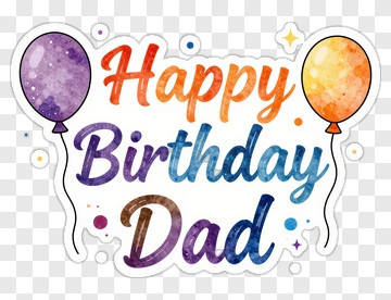 Happy Birthday Dad Watercolor Design PNG