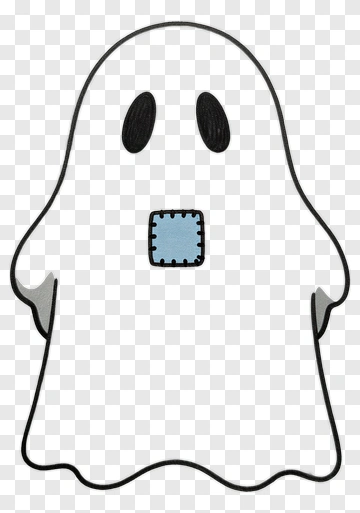 Hand-drawn Cartoon Ghost With Stitched Mouth PNG