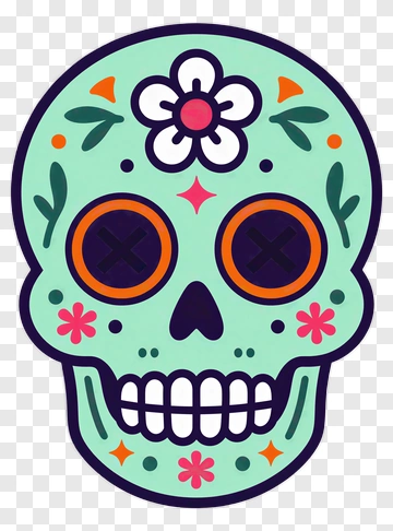 Decorated Skull With Floral Design PNG