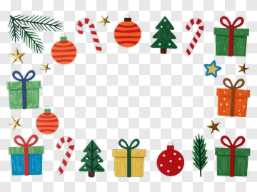 Christmas Decorations Arranged In Frame PNG