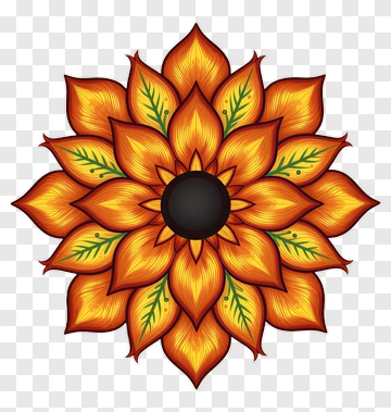 Symmetrical Orange Flower Mandala PNG