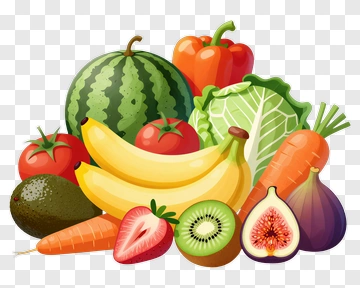 Fresh Fruit And Vegetable Collection PNG