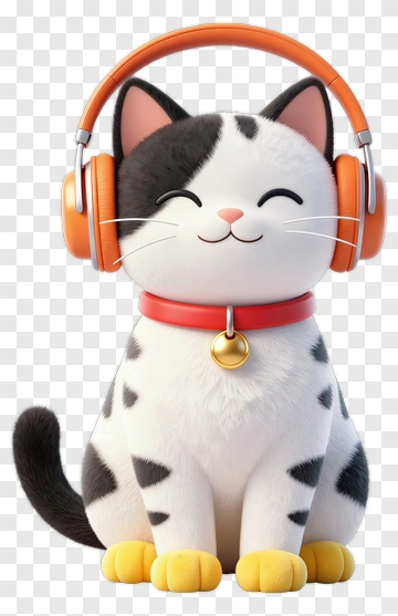 Cat With Headphones PNG