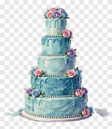 Layered Wedding Cake With Floral Decor PNG