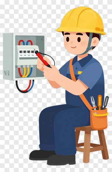 Electrician Testing Electrical Panel PNG