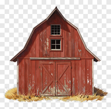 Red Barn In Rural Setting PNG