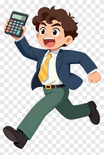 Happy Businessman Running With Calculator PNG