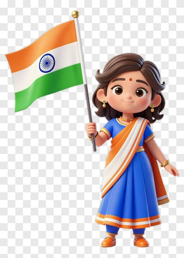 Girl Holding Indian Flag PNG