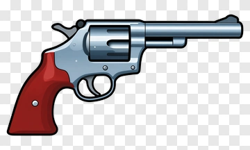 Cartoon Revolver With Red Grip PNG