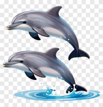 Two Jumping Dolphins PNG