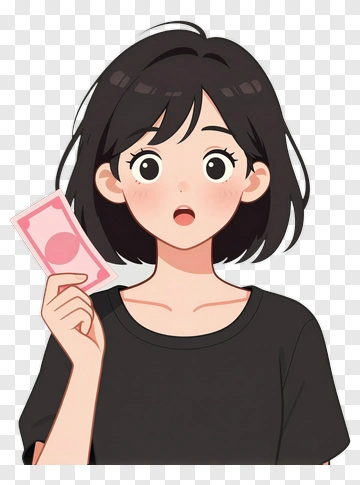 Surprised Girl Holding Money PNG