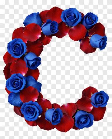 Letter C Made Of Blue And Red Roses PNG