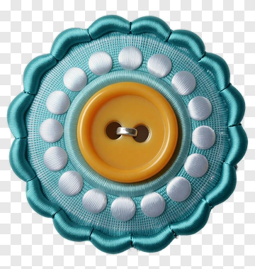 Embroidered Button With Yellow Center PNG