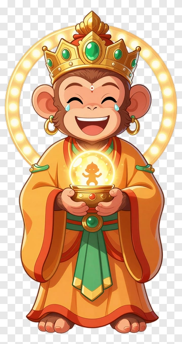 Cartoon Monkey King With Crystal Ball PNG