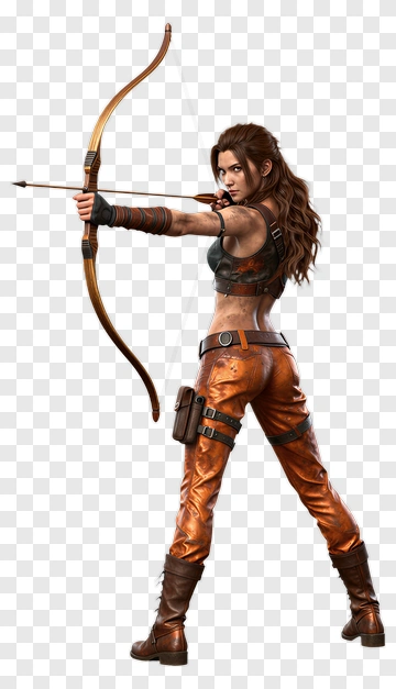 Female Archer In Action Pose PNG