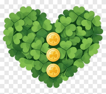 Heart Made Of Clovers With Coins PNG