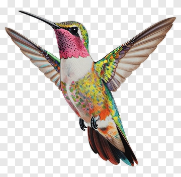 Hummingbird With Vibrant Colorful Feathers PNG